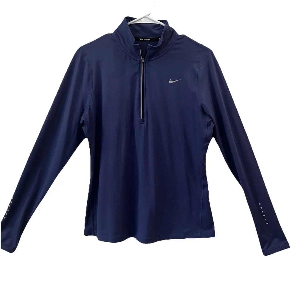 Nike Pullover Women's Large Quarter Zip‎ Long Sleeve Dri-Fit Purple Running Top
